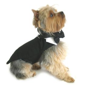 Black Dog Harness Tuxedo w/Tails, Bow Tie, and Cotton Collar (size: large)