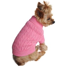 Dog Cable Knit 100% Cotton Sweater (Color: Candy Pink, size: large)