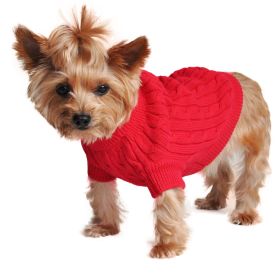 Dog Cable Knit 100% Cotton Sweater (Color: Fiery Red, size: 2X-Large)