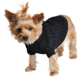 Dog Cable Knit 100% Cotton Sweater (Color: Jet Black, size: 2X-Large)