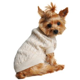 Dog Cable Knit 100% Cotton Sweater (Color: Oatmeal, size: large)