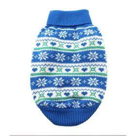 Dog Cable Knit 100% Cotton Sweater (Color: Snowflakes and Hearts Blue, size: X-Small)