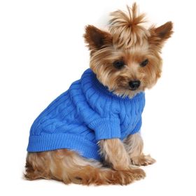 Dog Cable Knit 100% Cotton Sweater (Color: Riverside Blue, size: small)