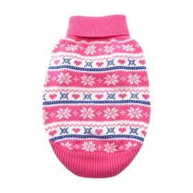 Dog Cable Knit 100% Cotton Sweater (Color: Snowflakes and Hearts Pink, size: small)